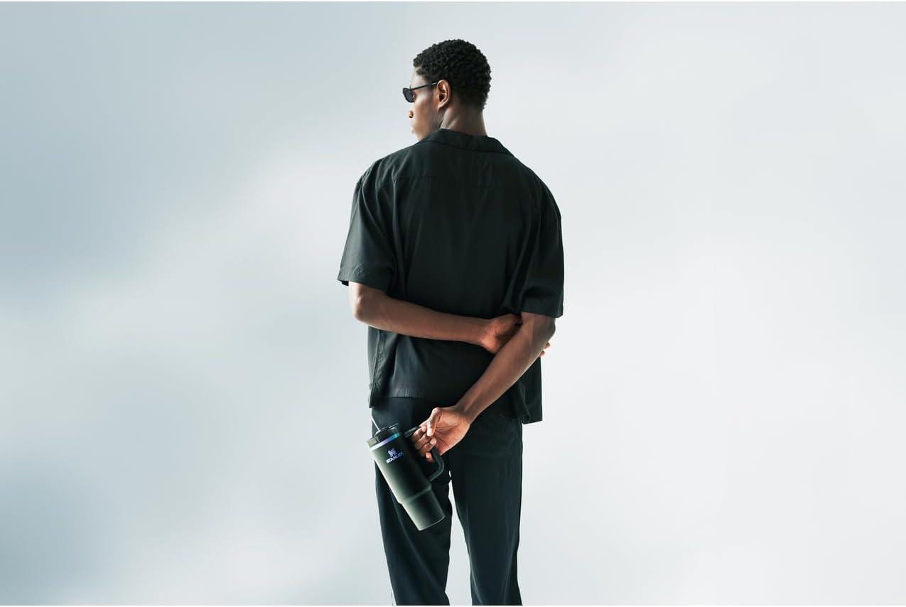 imageSTANLEY Quencher H20 Tumbler with Handle and Straw 30 oz Flowstate 3Position Lid Cup Holder Compatible for Travel Insulated Stainless Steel Cup BPAFree Exclusive Toasted AlmondBlack Chroma