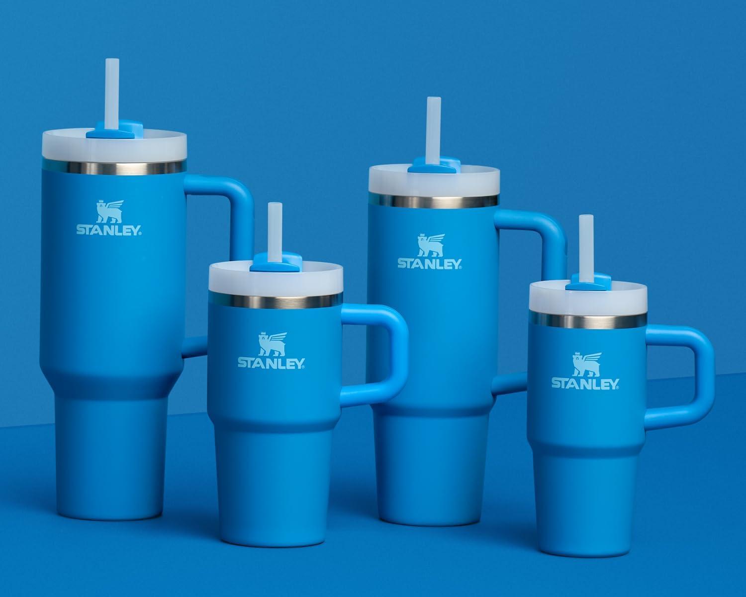 imageSTANLEY Quencher H20 Tumbler with Handle and Straw 30 oz Flowstate 3Position Lid Cup Holder Compatible for Travel Insulated Stainless Steel Cup BPAFree Exclusive Toasted AlmondAzure