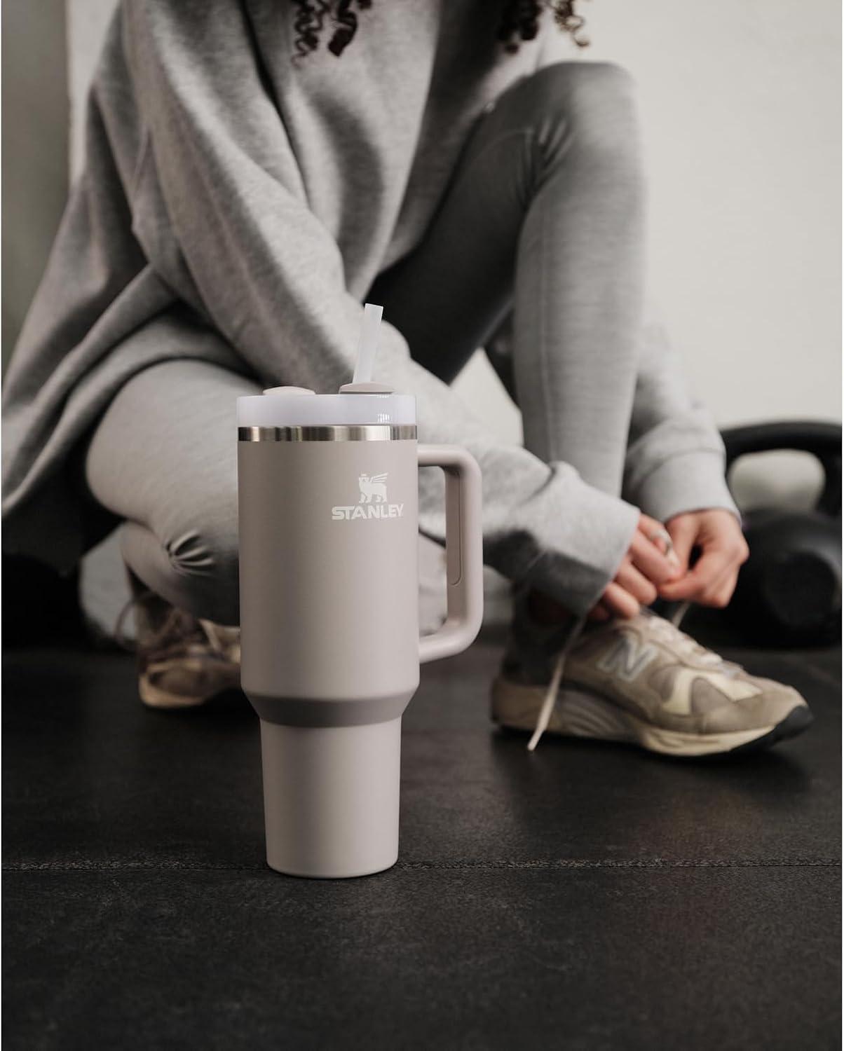 imageSTANLEY Quencher H20 Tumbler with Handle and Straw 30 oz Flowstate 3Position Lid Cup Holder Compatible for Travel Insulated Stainless Steel Cup BPAFree Exclusive Toasted AlmondAsh