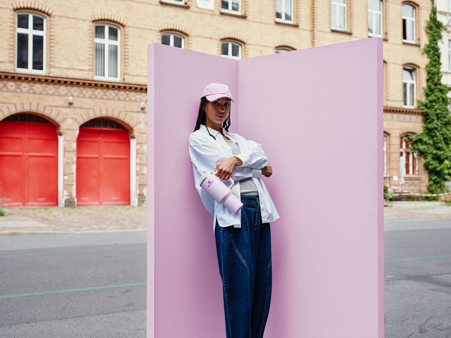 imageSTANLEY Quencher H20 Tumbler with Handle and Straw 30 oz Flowstate 3Position Lid Cup Holder Compatible for Travel Insulated Stainless Steel Cup BPAFree Exclusive Toasted AlmondCherry Blossom