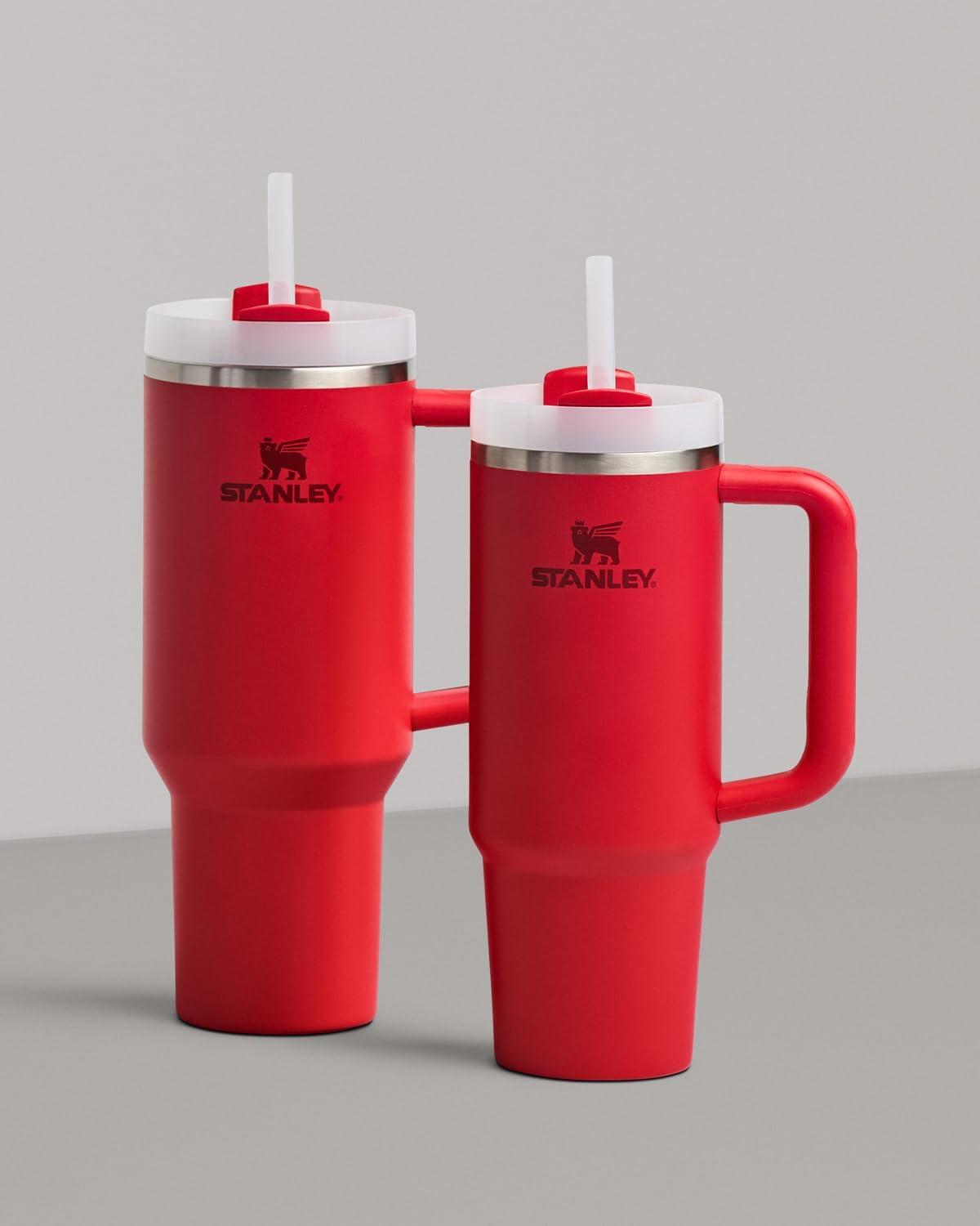 imageSTANLEY Quencher H20 Tumbler with Handle and Straw 30 oz Flowstate 3Position Lid Cup Holder Compatible for Travel Insulated Stainless Steel Cup BPAFree Exclusive Toasted AlmondChili Red