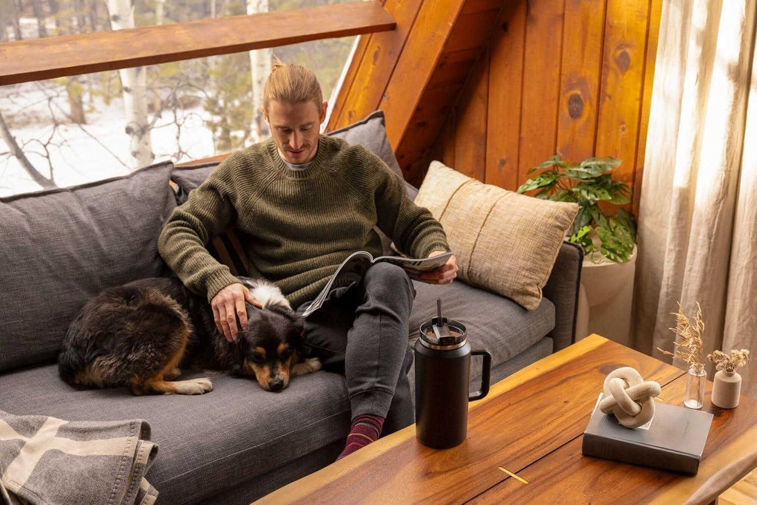 imageSTANLEY Quencher H20 Tumbler with Handle and Straw 30 oz Flowstate 3Position Lid Cup Holder Compatible for Travel Insulated Stainless Steel Cup BPAFree Exclusive Toasted AlmondBlack 20