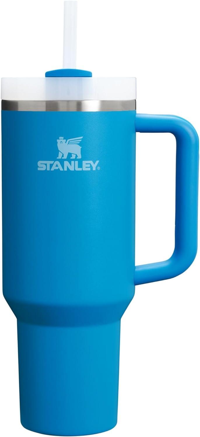 imageSTANLEY Quencher H20 Tumbler with Handle and Straw 30 oz Flowstate 3Position Lid Cup Holder Compatible for Travel Insulated Stainless Steel Cup BPAFree Exclusive Toasted AlmondAzure