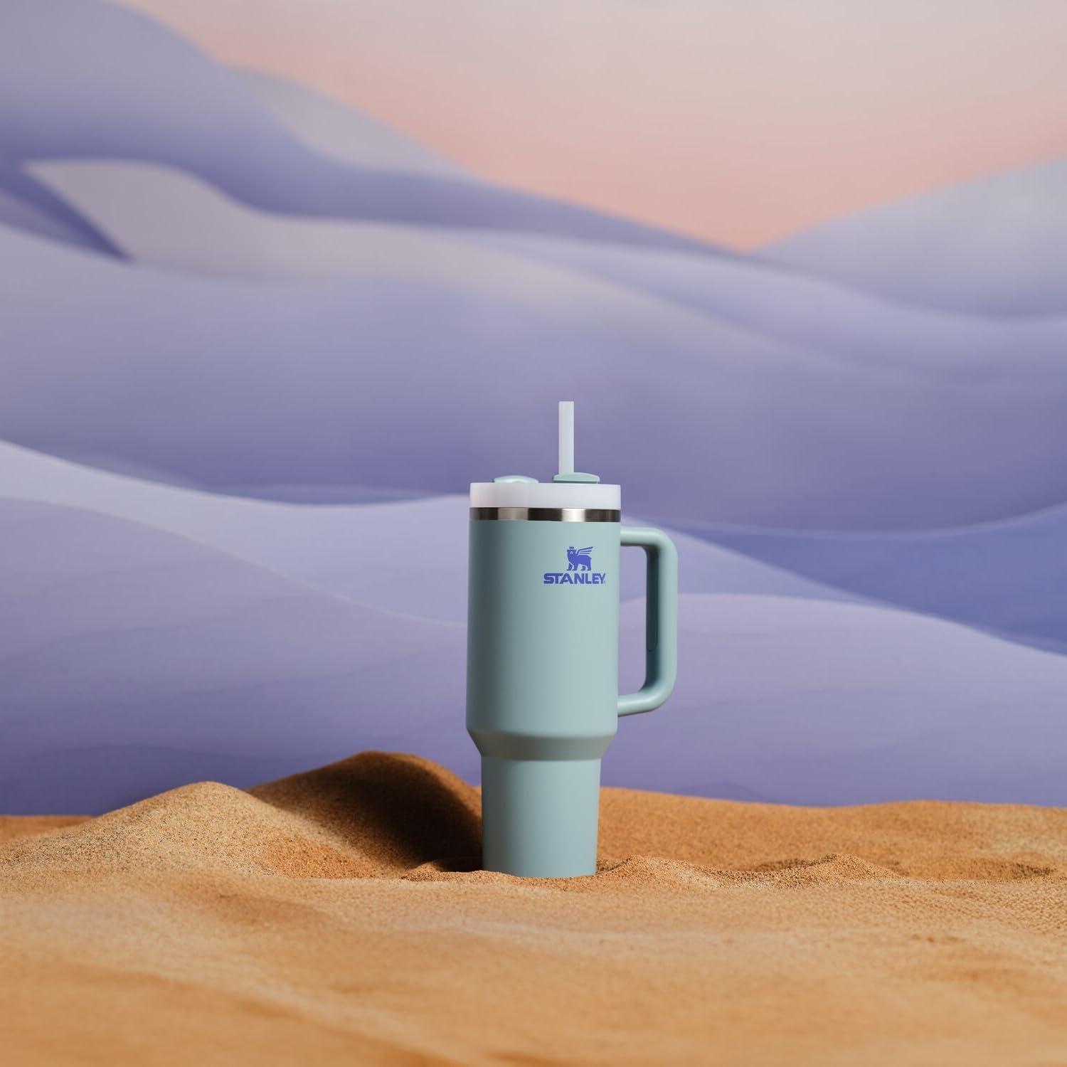 imageSTANLEY Quencher H20 Tumbler with Handle and Straw 30 oz Flowstate 3Position Lid Cup Holder Compatible for Travel Insulated Stainless Steel Cup BPAFree Exclusive Toasted AlmondExclusive Blue Cactus