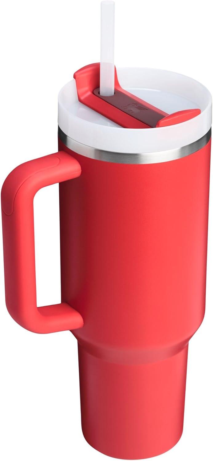 imageSTANLEY Quencher H20 Tumbler with Handle and Straw 30 oz Flowstate 3Position Lid Cup Holder Compatible for Travel Insulated Stainless Steel Cup BPAFree Exclusive Toasted AlmondChili Red