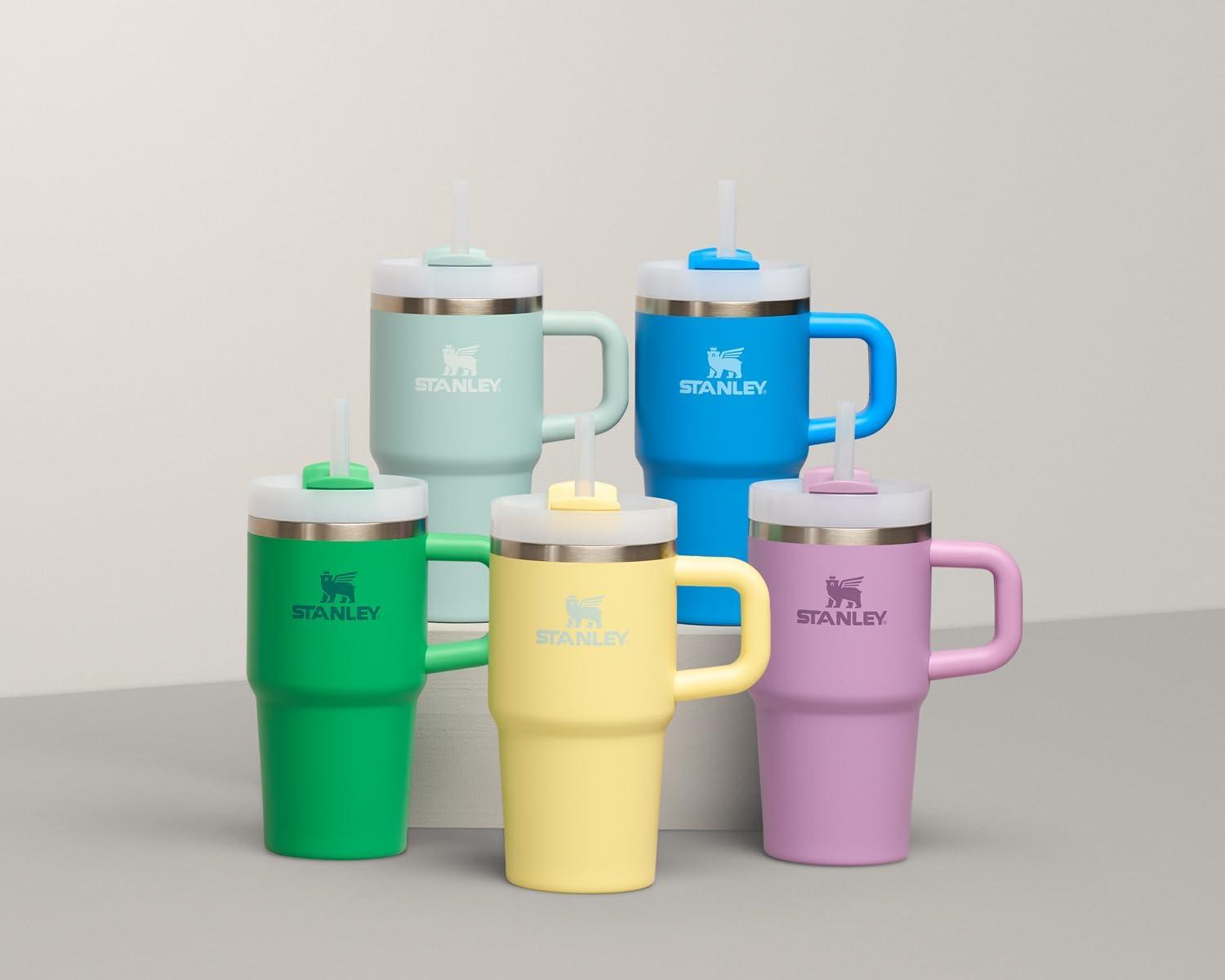 imageSTANLEY Quencher H20 Tumbler with Handle and Straw 30 oz Flowstate 3Position Lid Cup Holder Compatible for Travel Insulated Stainless Steel Cup BPAFree Exclusive Toasted AlmondAzure