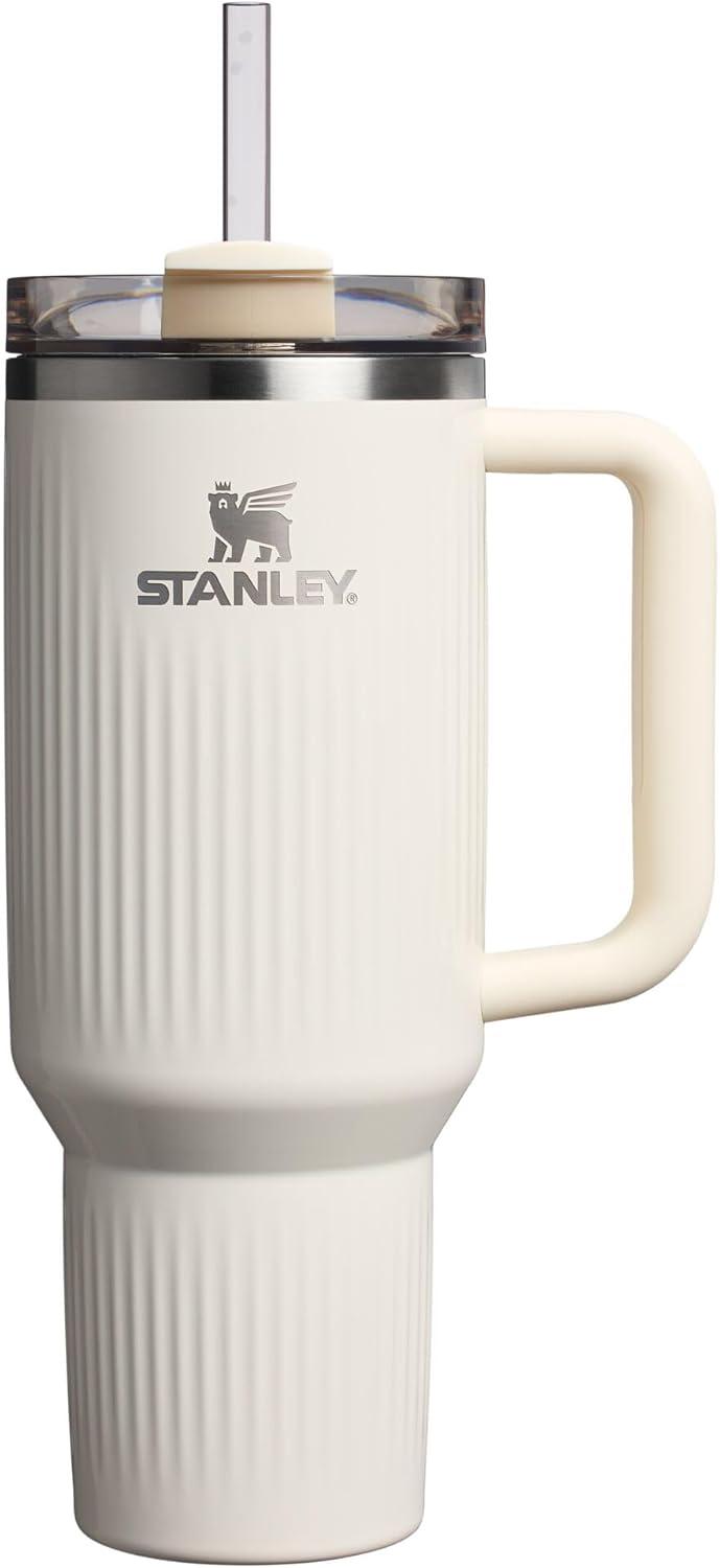 imageSTANLEY Quencher H20 Tumbler with Handle and Straw 30 oz Flowstate 3Position Lid Cup Holder Compatible for Travel Insulated Stainless Steel Cup BPAFree Exclusive Toasted AlmondFluted Cream Gloss