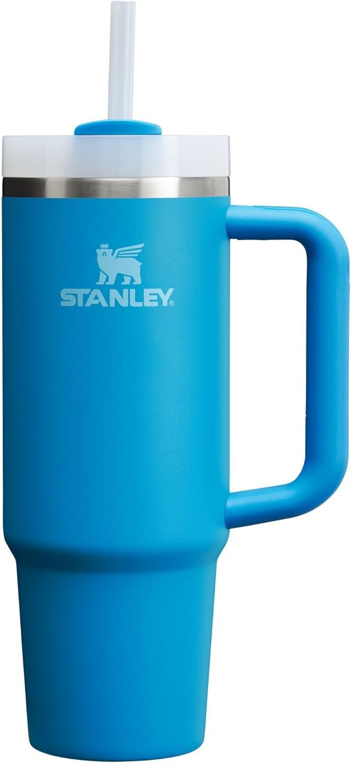 imageSTANLEY Quencher H20 Tumbler with Handle and Straw 30 oz Flowstate 3Position Lid Cup Holder Compatible for Travel Insulated Stainless Steel Cup BPAFree Exclusive Toasted AlmondAzure