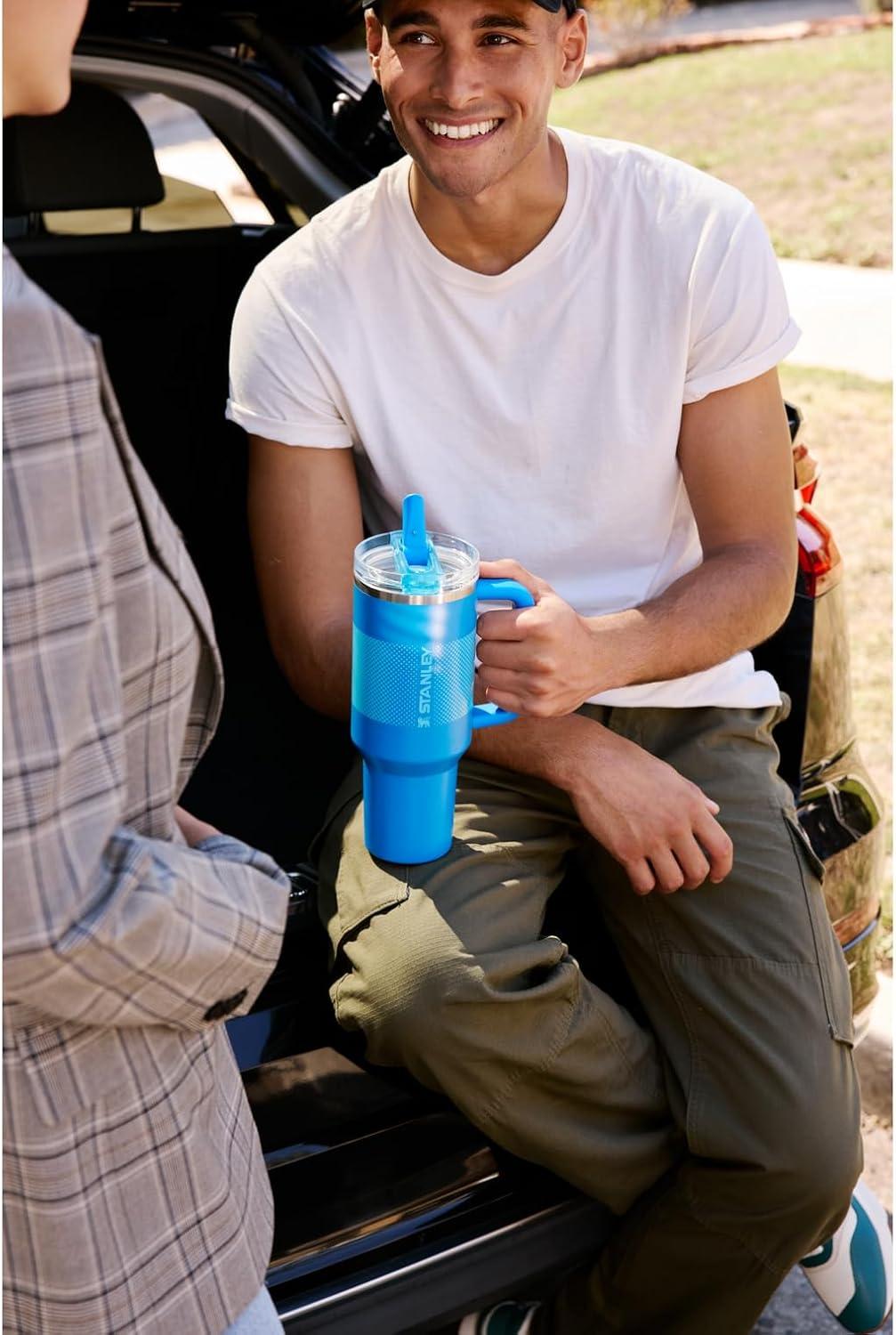 imageSTANLEY Quencher ProTour Flip Straw Tumbler with Leakproof Lid BuiltIn Straw amp Handle Cupholder Compatible for Travel Insulated Stainless Steel Cup BPAFreeAzure Fade