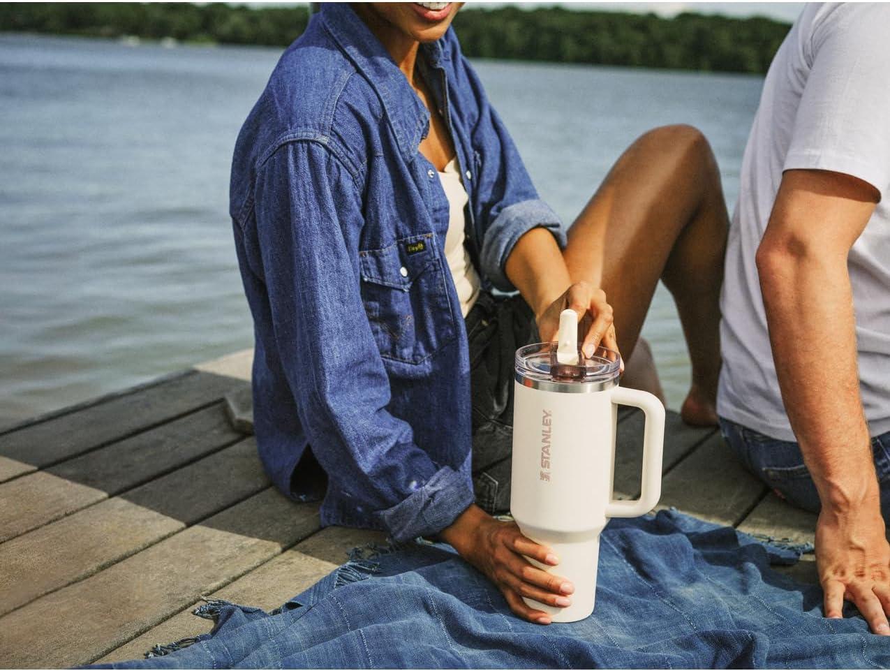 imageSTANLEY Quencher ProTour Flip Straw Tumbler with Leakproof Lid BuiltIn Straw amp Handle Cupholder Compatible for Travel Insulated Stainless Steel Cup BPAFreeAzure Fade