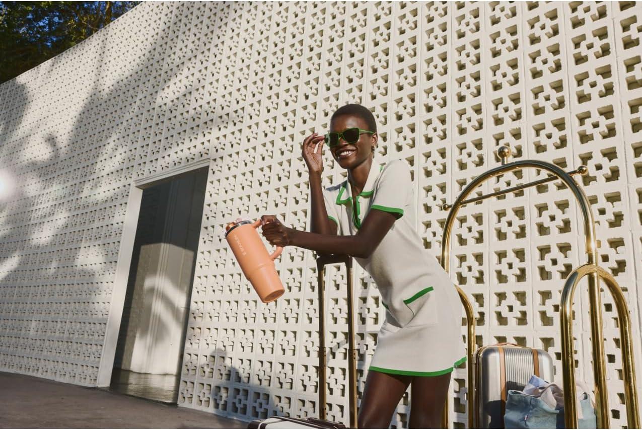 imageSTANLEY Quencher ProTour Flip Straw Tumbler with Leakproof Lid BuiltIn Straw amp Handle Cupholder Compatible for Travel Insulated Stainless Steel Cup BPAFreeOasis Apricot