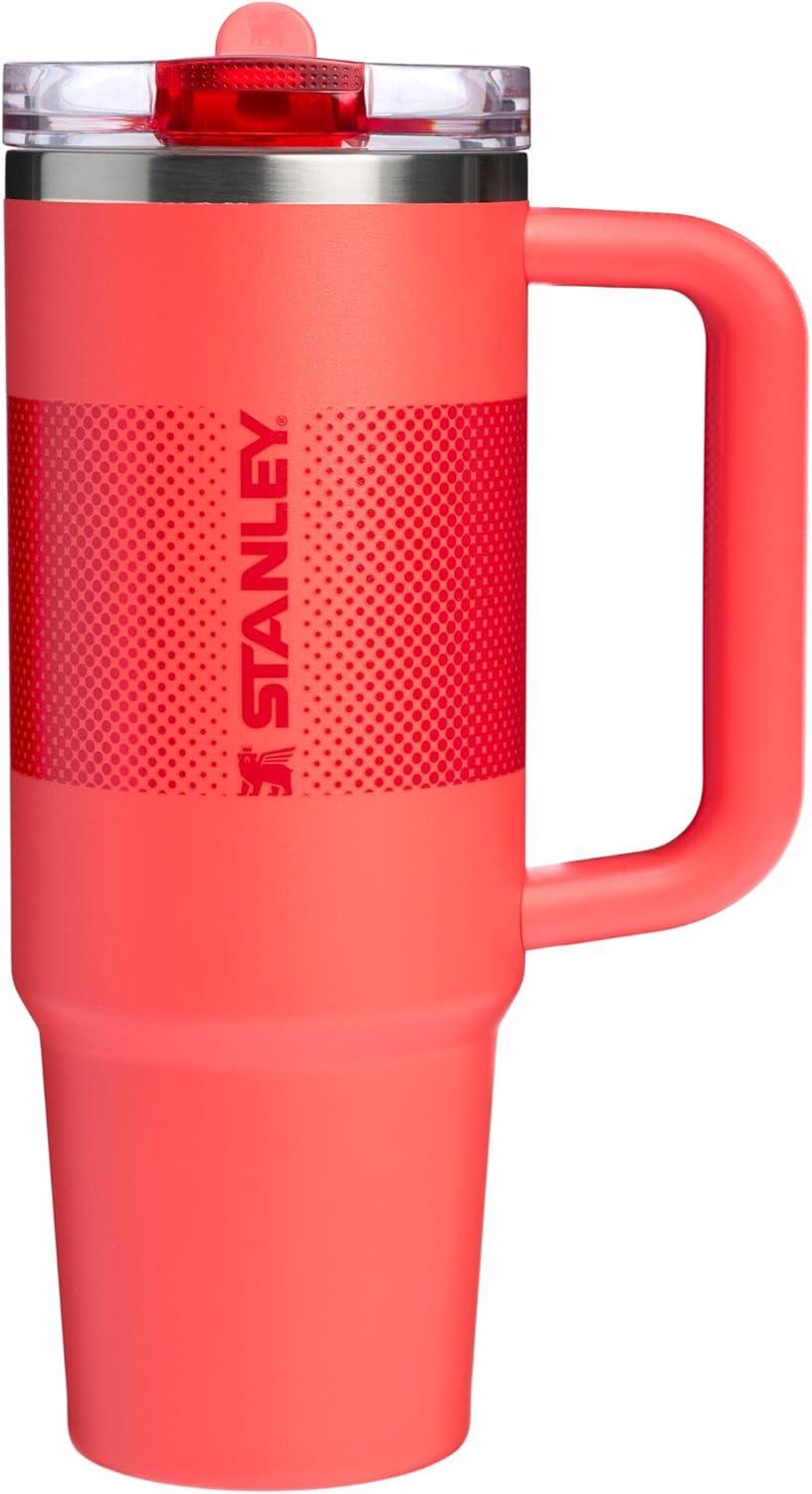 imageSTANLEY Quencher ProTour Flip Straw Tumbler with Leakproof Lid BuiltIn Straw amp Handle Cupholder Compatible for Travel Insulated Stainless Steel Cup BPAFreeHot Coral Fade