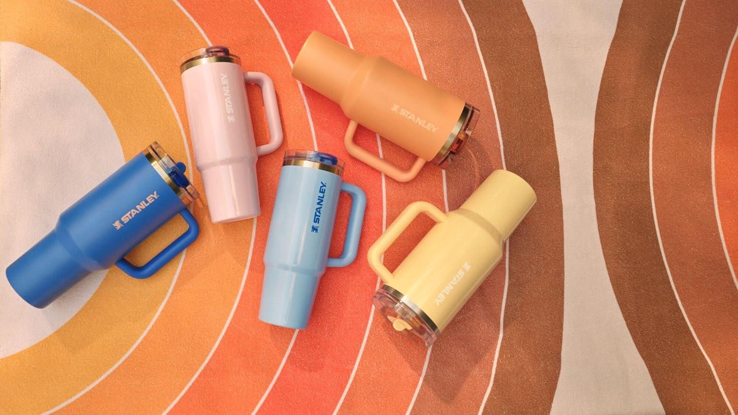 imageSTANLEY Quencher ProTour Flip Straw Tumbler with Leakproof Lid BuiltIn Straw amp Handle Cupholder Compatible for Travel Insulated Stainless Steel Cup BPAFreeOasis Apricot