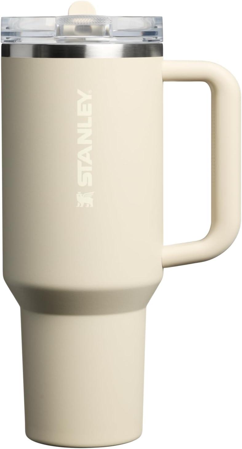 imageSTANLEY Quencher ProTour Flip Straw Tumbler with Leakproof Lid BuiltIn Straw amp Handle Cupholder Compatible for Travel Insulated Stainless Steel Cup BPAFreeToasted Almond