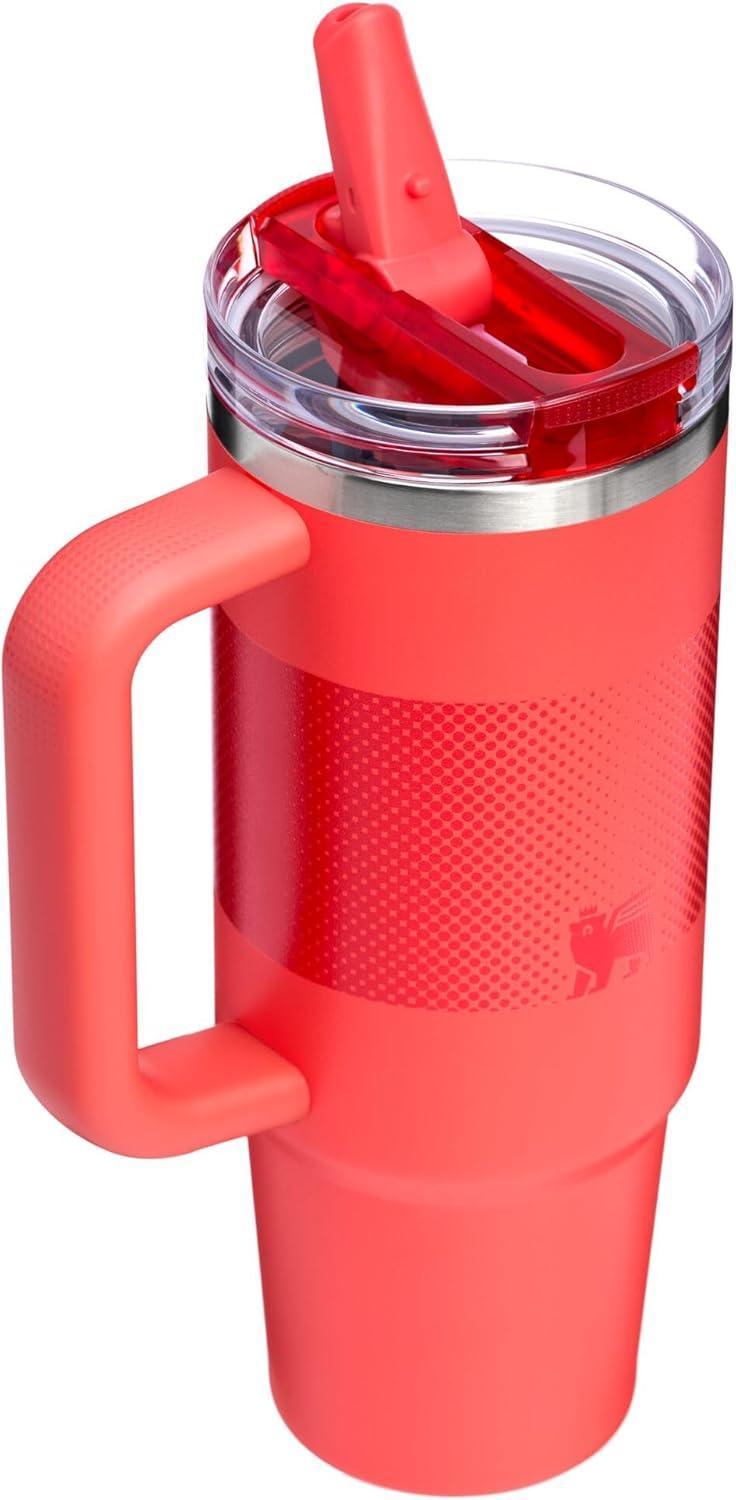 imageSTANLEY Quencher ProTour Flip Straw Tumbler with Leakproof Lid BuiltIn Straw amp Handle Cupholder Compatible for Travel Insulated Stainless Steel Cup BPAFreeHot Coral Fade