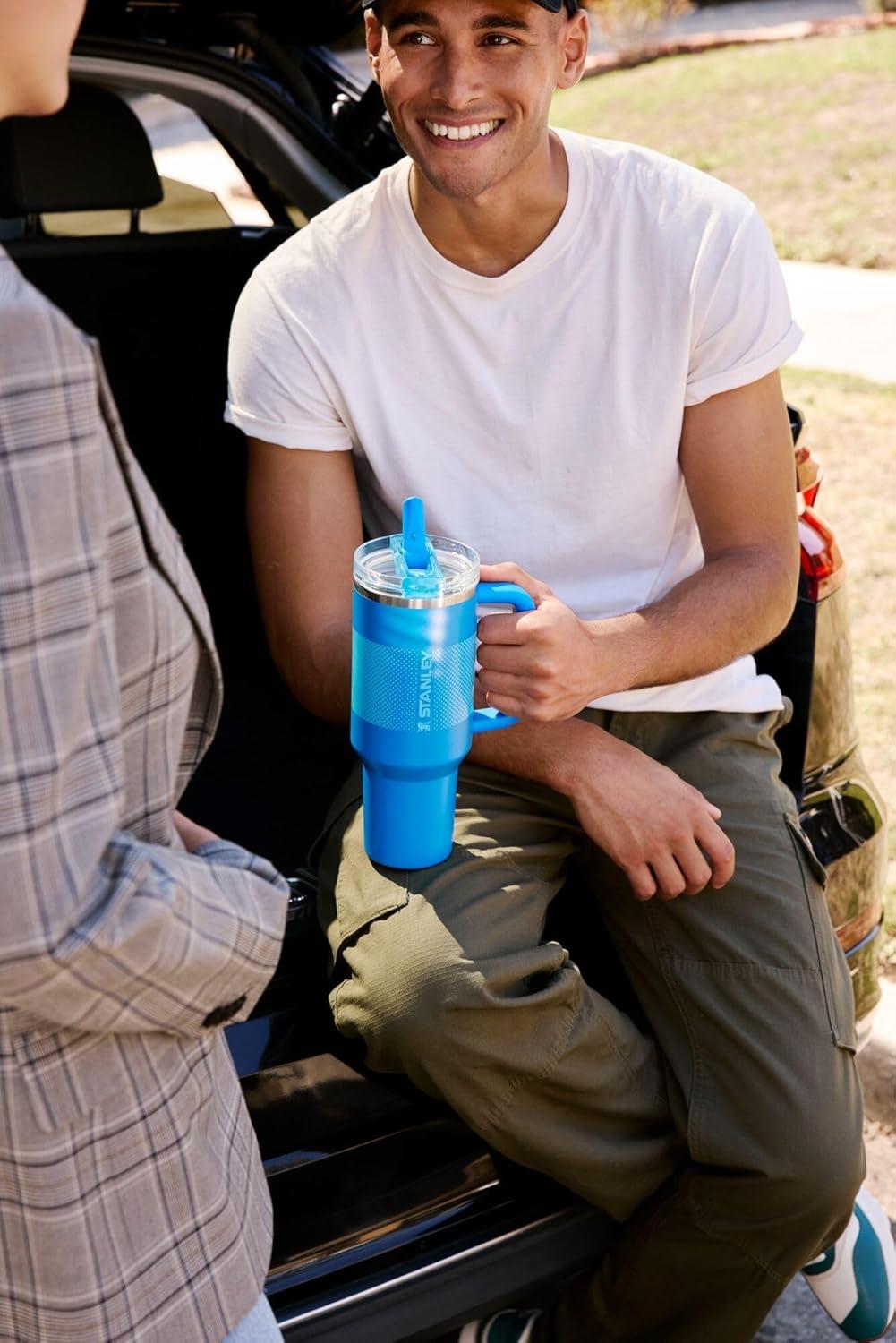 imageSTANLEY Quencher ProTour Flip Straw Tumbler with Leakproof Lid BuiltIn Straw amp Handle Cupholder Compatible for Travel Insulated Stainless Steel Cup BPAFreeAzure Fade