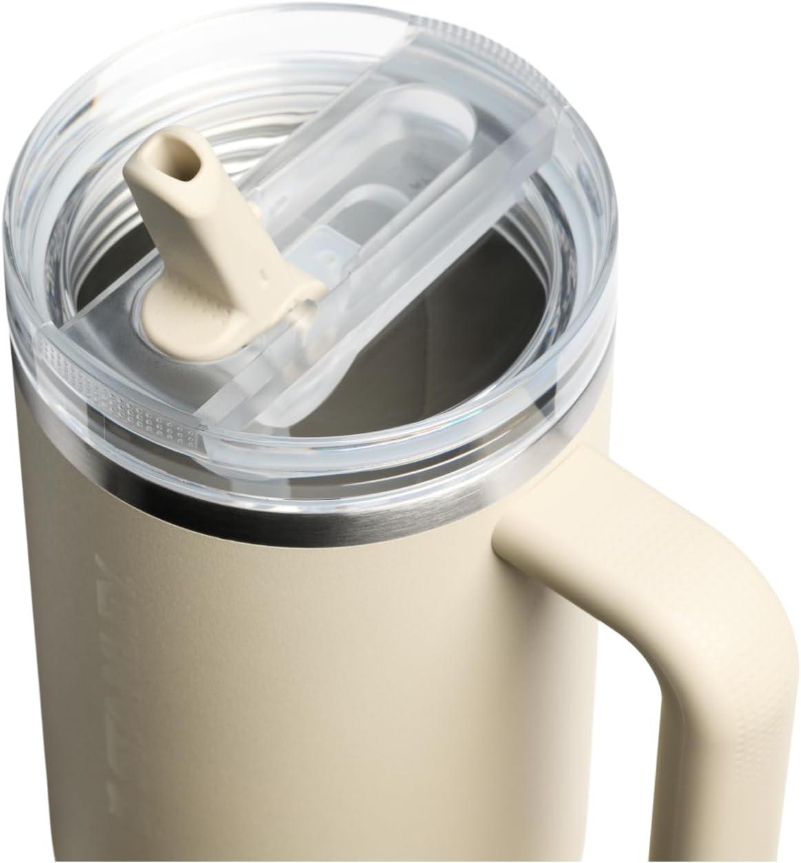 imageSTANLEY Quencher ProTour Flip Straw Tumbler with Leakproof Lid BuiltIn Straw amp Handle Cupholder Compatible for Travel Insulated Stainless Steel Cup BPAFreeToasted Almond