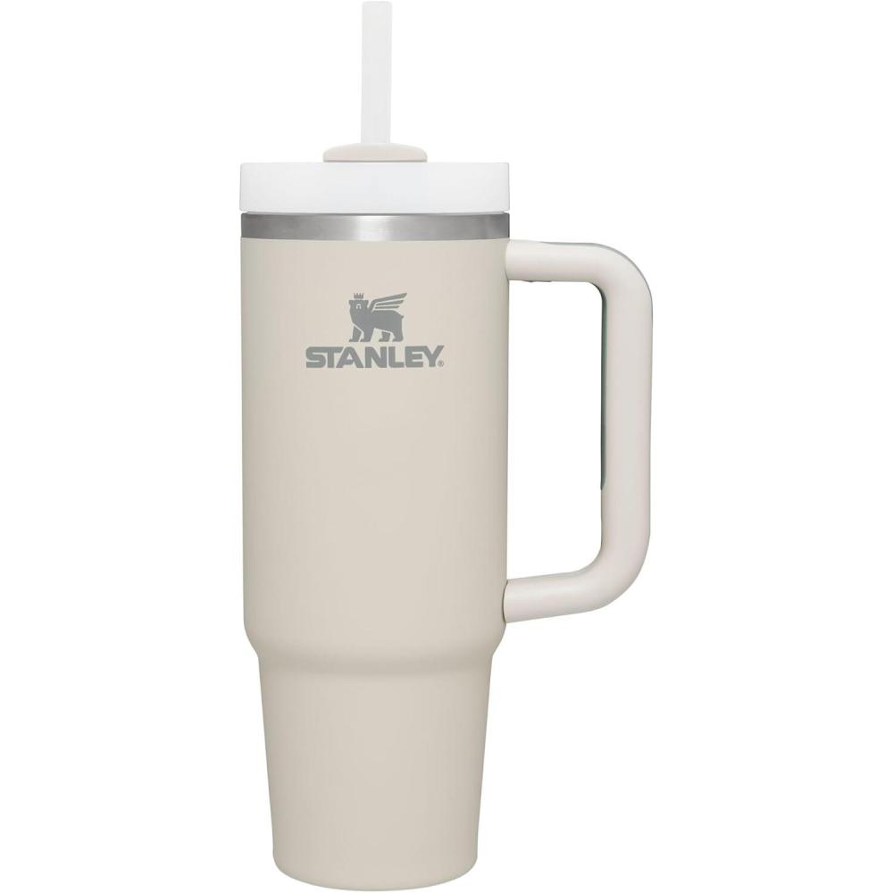 imageSTANLEY Quencher H20 Tumbler with Handle and Straw 30 oz Flowstate 3Position Lid Cup Holder Compatible for Travel Insulated Stainless Steel Cup BPAFree Exclusive Toasted AlmondDune