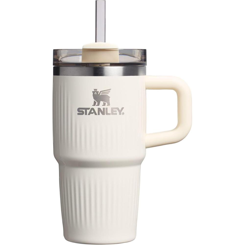 imageSTANLEY Quencher H20 Tumbler with Handle and Straw 30 oz Flowstate 3Position Lid Cup Holder Compatible for Travel Insulated Stainless Steel Cup BPAFree Exclusive Toasted AlmondFluted Cream Gloss