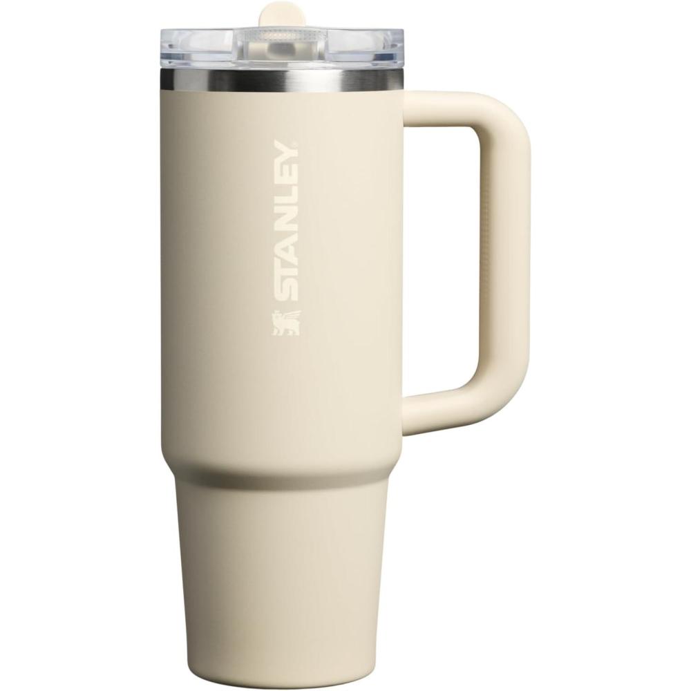 imageSTANLEY Quencher ProTour Flip Straw Tumbler with Leakproof Lid BuiltIn Straw amp Handle Cupholder Compatible for Travel Insulated Stainless Steel Cup BPAFreeToasted Almond