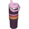 STANLEY IceFlow 2.0 Flip Straw Tumbler with Handle 30 oz | Twist On Lid and Flip Up Straw | Leak Resistant Water Bottle | Insulated Stainless Steel | BPA-Free | Exclusive Toasted Almond(Plum Stripe)