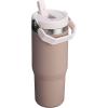 STANLEY IceFlow 2.0 Flip Straw Tumbler with Handle 30 oz | Twist On Lid and Flip Up Straw | Leak Resistant Water Bottle | Insulated Stainless Steel | BPA-Free | Exclusive Toasted Almond(Almond Rose)