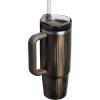 STANLEY Quencher H2.0 Tumbler with Handle and Straw 30 oz | Flowstate 3-Position Lid | Cup Holder Compatible for Travel | Insulated Stainless Steel Cup | BPA-Free | Exclusive Toasted Almond(Fluted Gunmetal Shine)