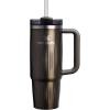 STANLEY Quencher H2.0 Tumbler with Handle and Straw 30 oz | Flowstate 3-Position Lid | Cup Holder Compatible for Travel | Insulated Stainless Steel Cup | BPA-Free | Exclusive Toasted Almond(Fluted Gunmetal Shine)