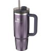 STANLEY Quencher H2.0 Tumbler with Handle and Straw 30 oz | Flowstate 3-Position Lid | Cup Holder Compatible for Travel | Insulated Stainless Steel Cup | BPA-Free | Exclusive Toasted Almond(Fluted Wisteria Shine)