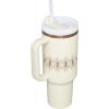 STANLEY Quencher H2.0 Tumbler with Handle and Straw 30 oz | Flowstate 3-Position Lid | Cup Holder Compatible for Travel | Insulated Stainless Steel Cup | BPA-Free | Exclusive Toasted Almond(Cream Gloss Deco)