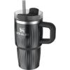 STANLEY Quencher H2.0 Tumbler with Handle and Straw 30 oz | Flowstate 3-Position Lid | Cup Holder Compatible for Travel | Insulated Stainless Steel Cup | BPA-Free | Exclusive Toasted Almond(Fluted Black)