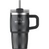 STANLEY Quencher H2.0 Tumbler with Handle and Straw 30 oz | Flowstate 3-Position Lid | Cup Holder Compatible for Travel | Insulated Stainless Steel Cup | BPA-Free | Exclusive Toasted Almond(Fluted Black)