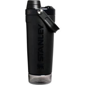 STANLEY Vitalize Shaker Bottle 20 oz | Leakproof Insulated Stainless Steel Shaker Cup | Base Storage and Twist On Fast Flow Lid | Protein Shakes and Pre Workout Powder | BPA-Free | Black(Black)