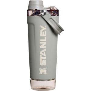 STANLEY Vitalize Shaker Bottle 20 oz | Leakproof Insulated Stainless Steel Shaker Cup | Base Storage and Twist On Fast Flow Lid | Protein Shakes and Pre Workout Powder | BPA-Free | Black(Sage Grey)