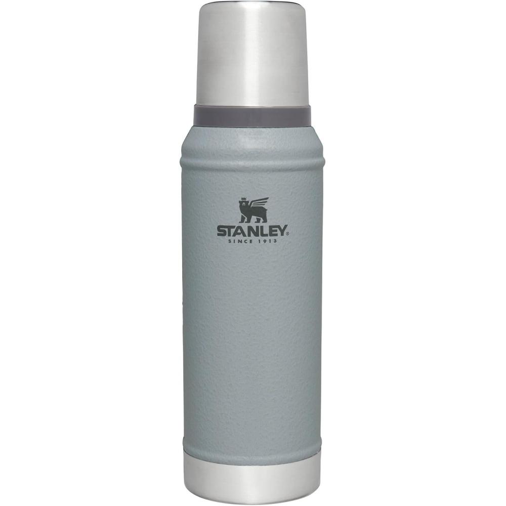 imageStanley Classic Legendary Vacuum Bottle 20 oz  Wide Mouth with Leakproof Cup Lid  Keep Drinks Hot or Cold  Packable for Travel  Insulated Stainless Steel Thermos  BPAFree  Hammertone GreenHammertone Silver