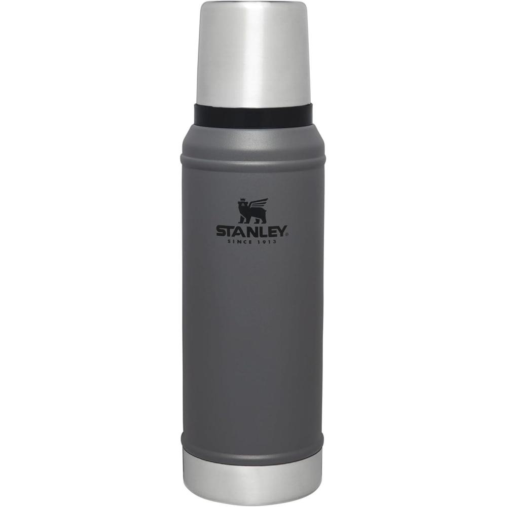 imageStanley Classic Legendary Vacuum Bottle 20 oz  Wide Mouth with Leakproof Cup Lid  Keep Drinks Hot or Cold  Packable for Travel  Insulated Stainless Steel Thermos  BPAFree  Hammertone GreenCharcoal