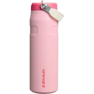 Stanley IceFlow Flip Straw 2.0 Water Bottle 24 oz | Built-In Straw for Travel and Sports | Lightweight and Leak Resistant | Insulated Stainless Steel | BPA-Free | Sienna(Strawberry Cream)
