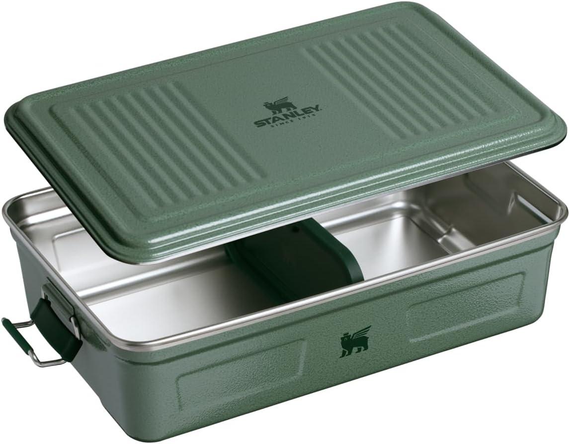 imageSTANLEY Classic Legendary Useful Box 125 qt Metal Snack and Lunch Box Durable Stainless Steel Travel Food Storage Container Hiking Camping School or Work BPAFree Hammertone GreenHammertone Green