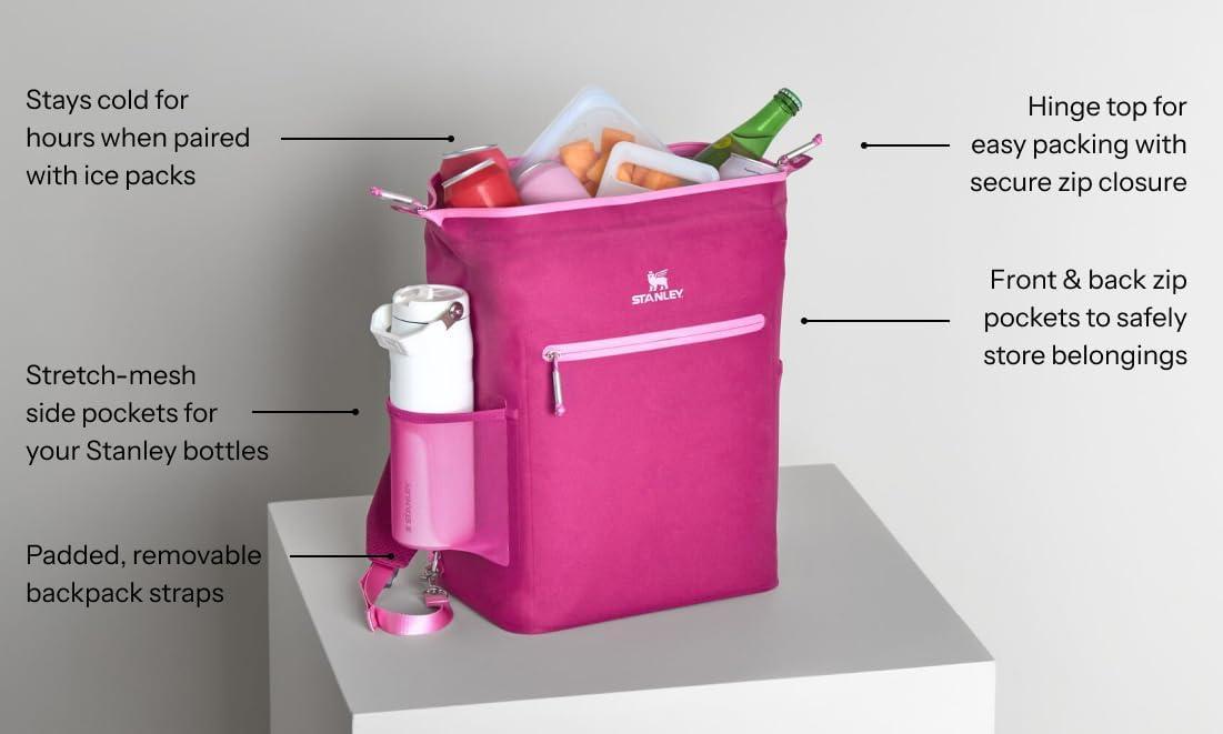 imageStanley All Day Madeleine Backpack Soft Cooler 20 Can Cooler with Handle and Shoulder Straps Insulated Travel Bag with Zipper BPAFreeStone