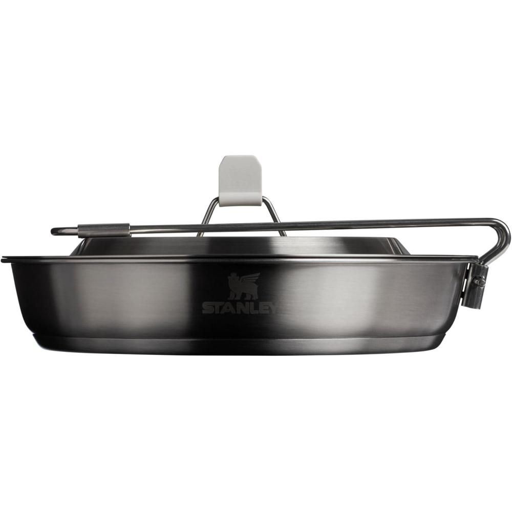 imageSTANLEY Wildfare Pro 15Piece Stainless Steel Fry Pan Cook Set  875 in Fry Pan with Fold amp Lock Handle  Plates and Utensils  Camping Essentials for Your Camp Kitchen  BPAFreePale Pebble  Stone