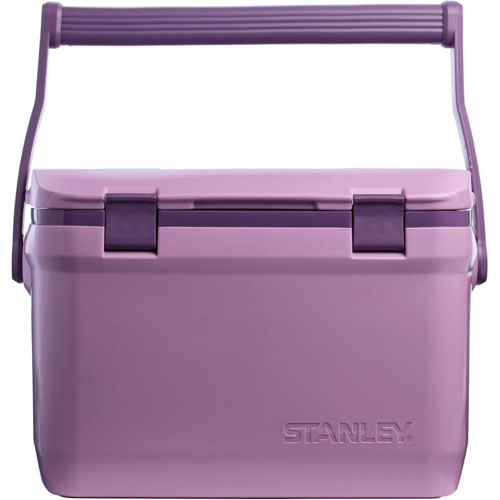 imageStanley Adventure Outdoor Cooler 30 qt  Heavy Duty Outdoor Camping Cooler with Easy Carry Side Handles  4 Days Cooling Ice Chest for 40 Cans  Flat Top Doubles as Seat  BPAFree  PoolLilac