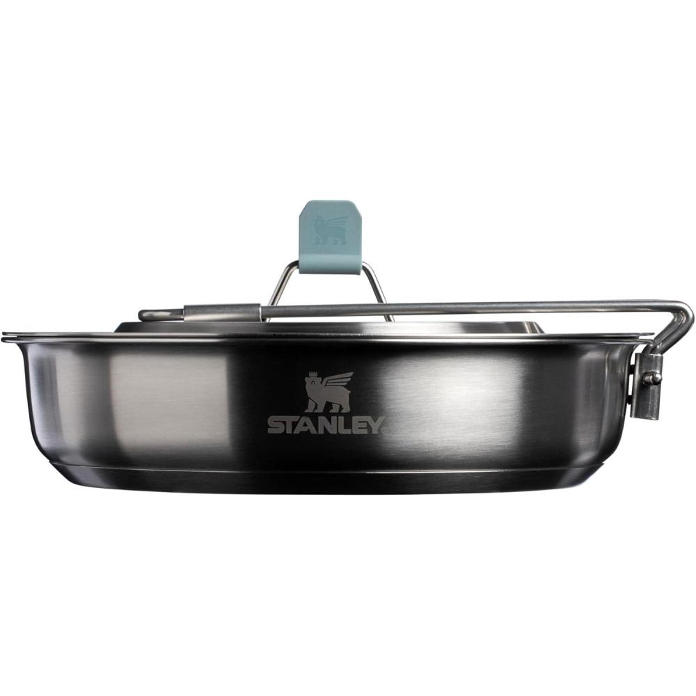 imageStanley Wildfare Core 12Piece Stainless Steel Fry Pan Cook Set  1 qt Fry Pan with Fold amp Lock Handle  Plates Utensils Spatula  Camping Essentials for Your Camp Kitchen  BPAFree