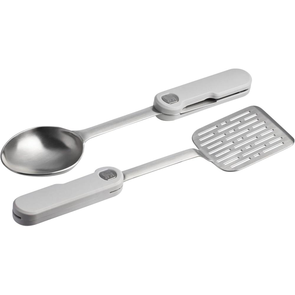 imageStanley Wildfare Pro Stainless Steel Fold amp Go Utensil Set Folding Spatula and Spoon Packable Outdoor Cookware Camping Essentials for Your Camp Kitchen BPAFree Pale Pebble amp Stone