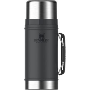 STANLEY Vacuum Insulated Large Food Jar, 18/8 Stainless Steel Food Jar for Cold and Hot Food, Soup Thermos with Leak Proof Lid Doubles as Cup, Wide Mouth Food Thermos(Black 2.0)