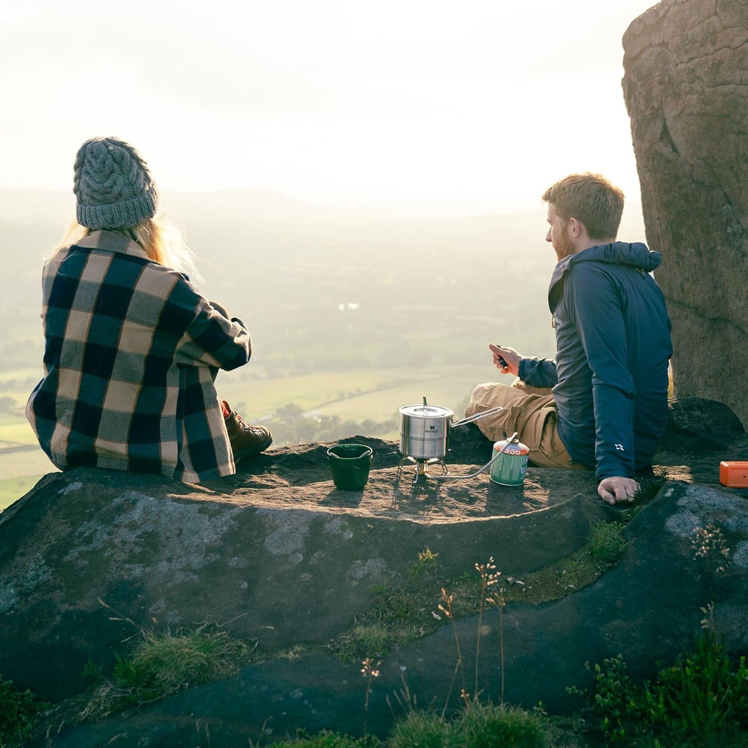 imageStanley Wildfare Go Two Bowl Mess Kit 8pc Portable Pot amp Cookware Set 125qt Stainless Steel Pot wLocking Handle Lid 2 Bowls amp SporksShale Charcoal