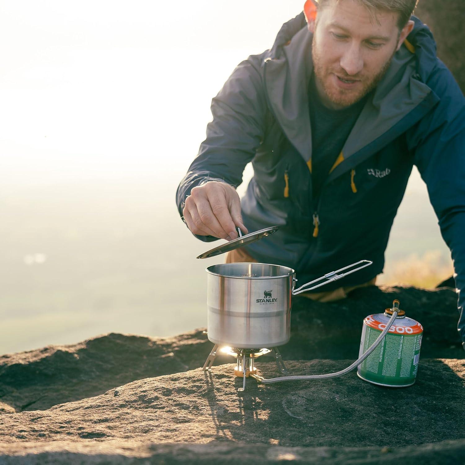 imageStanley Wildfare Go Two Bowl Mess Kit 8pc Portable Pot amp Cookware Set 125qt Stainless Steel Pot wLocking Handle Lid 2 Bowls amp SporksShale Charcoal