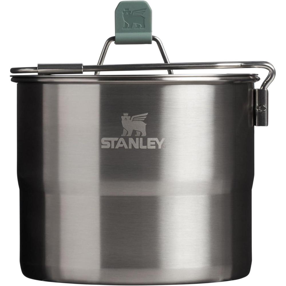 imageStanley Wildfare Go Two Bowl Mess Kit 8pc Portable Pot amp Cookware Set 125qt Stainless Steel Pot wLocking Handle Lid 2 Bowls amp SporksShale Charcoal