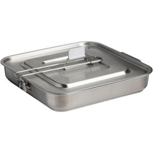 Stanley Wildfare Pro 5-Piece Stainless Steel Square Pan Cook Set | 10 in Fry Pan with Fold & Lock Handle | Cutting Board and Spatula | Camping Essentials for Your Camp Kitchen | BPA-Free