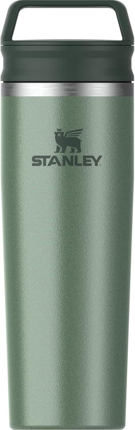 imageSTANLEY Cafe To Go Travel Mug 16 oz Leakproof TwoPart Drink Through Lid Tumbler Cup for Coffee Tea and Drinks Insulated Stainless Steel Coffee Mug BPAFree Cream GlossHammertone Green
