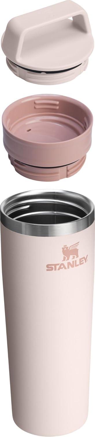 imageSTANLEY Cafe To Go Travel Mug 16 oz Leakproof TwoPart Drink Through Lid Tumbler Cup for Coffee Tea and Drinks Insulated Stainless Steel Coffee Mug BPAFree Cream GlossRose Quartz